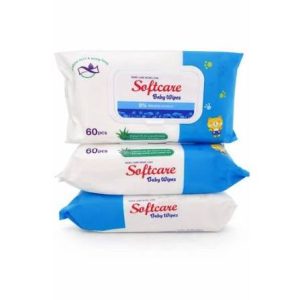 soft care baby wipes x 60pcs