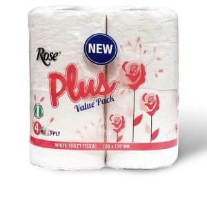 rose plus white toilet tissue 100 by 120 mm