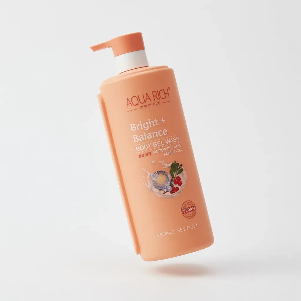 aqua rich bright+ balance body gel wash niacinamide+ alpha arbutin+ txa 1000ml aqua rich bright+ balance body gel wash niacinamide+ alpha arbutin+ txa 1000ml